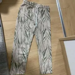 ストライプ柄ロングパンツ ベージュ・グリーン　120cm