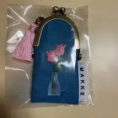 MAKKE がま口　青 花瓶とチューリップ手刺繍 最終お値下げ