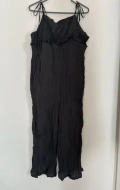 Samansa Mos2 ブラック プリーツオールインワン フリーサイズ