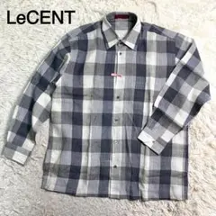 LeCENT グレーカラー チェック柄 長袖 シャツ