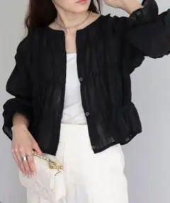 新品未使用 fredy emue シャーリングボレロシャツ ブラック