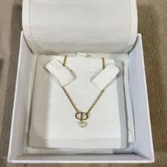 【美品】Dior Petit CD ネックレス パール ゴールド