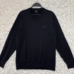 ナイキ　ゴルフ　ウール　Vネック　ニット　セーター　プルオーバー　黒　L