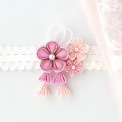【ラスト1点】ひな祭り　初節句　つまみ細工のベビーヘアバンド　赤ちゃん髪飾り