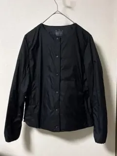 414.無印 軽量ダウン 帯電防止裏地 ノーカラージャケット 婦人 ブラック M