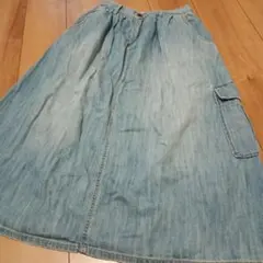 LEPSIM デニムロングスカート Aライン ライトブルー ウエストゴム