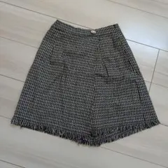 チェック柄フリンジショートパンツ