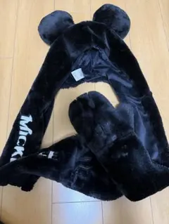 ミッキーマウス 耳付き帽子と手袋セット