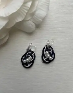 #1602 水引アクセサリー　あわじ結び　ノンホールピアス　イヤリング