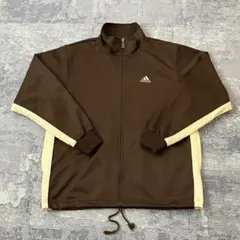 【90S】アディダス トラックジャケット 刺繍ロゴ ブラウン ベージュ L