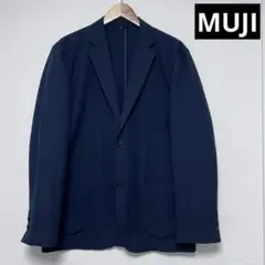 【新品】MUJI   テーラードジャケット  L  黒  洗濯可能【訳あり】 Amazon | 無印良品 婦人 ヘンプ混ストレッチテーラード