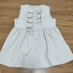 アシメフリル ベスト ペプラム　ジレ　ペプラム　ノースリーブ　ベージュ M〜Ｌ