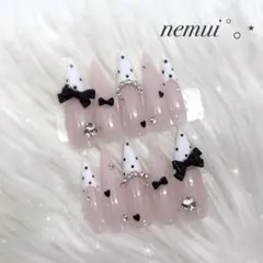 No.50 ネイルチップ ピンク 白 韓国 量産型 フレンチガーリー ワンホン