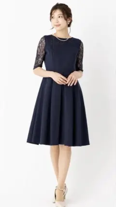 Aimer エメ　ネイビーレースドレス M