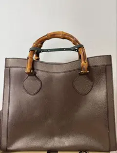 GUCCI バンブーハンドル スエード トートバッグ ブラウン - メルカリ