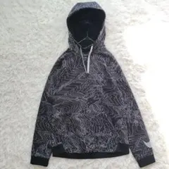 【美品】NIKE ナイキ 裏起毛 総柄 袖ロゴ プルオーバー フーディー