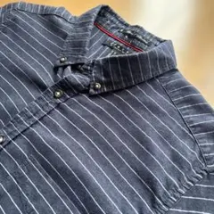 FOREVER21 21MEN 半袖シャツ XS ネイビー ボーダーボタンダウンのサムネイル