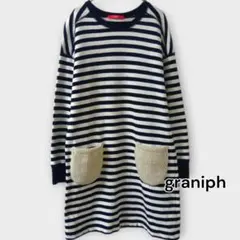 graniph チュニックワンピース F ボーダー ボアポケット ネップ入り