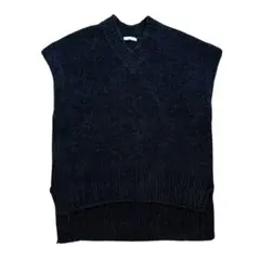 新品【ATON 】コットンニットベスト　ブラック　丸首　エイトン ATON（エイトン）の「＜ATON＞コットン クルーネック ニットベスト