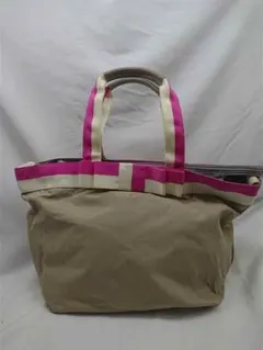 &ケイト・スペード ナイロン トートバッグ ベージュ系×ピンク系 大容量