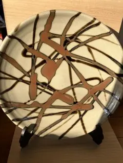 抽象模様 陶器皿 直径約40cm