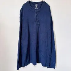 ティンバーランド カットソー ヘンリーネック 長袖 2XL 紺 綿 お出かけのサムネイル