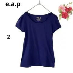 ❣️イーエーピー❣️半袖パフスリーブTシャツ カットソー 無地 ネイビー 紺 2のサムネイル