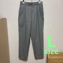 グローバルワーク　テーパードパンツ　グレー系チェック柄 L