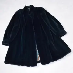 希少色 エンバ EMBA シェアード 毛皮 コート 染め グリーン系 裏総柄