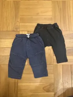 80cm子供服パンツ2点セット　スウェットデザインパンツ　サーマルパンツ