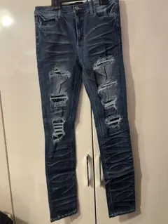 JURY BLACK ダメージ デニム スキニー パンツ Ｌ