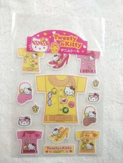 Tweety & Kitty　デニムシール　平成レトロ