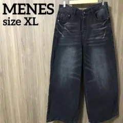 MENES メネス ブラック ワイド バギーデニムパンツ 極太 XL
