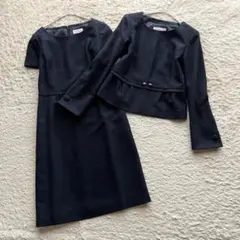 【美品】クレージュ ワンピースセットアップ フォーマルスーツ ネイビー 38