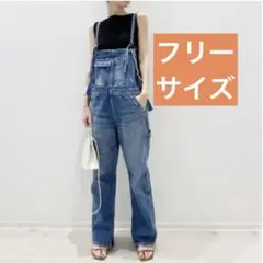 【新品！未使用！】デニム　オーバーオール　フリーサイズ　レディース　ブルー
