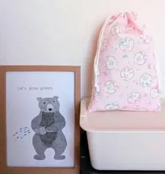 うさぎハート柄上履き入れ(ピンク)