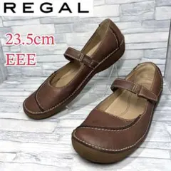 REGAL フラットシューズ ストラップ 本革 ブラウン 23.5cm3E