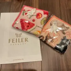 FEILER フルーツ猫柄ハンカチ2枚セット