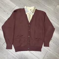 CIPEREURU/バーガンディ Vネックカーディガン/L