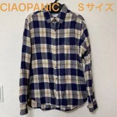 チャオパニック チェックシャツ 長袖 S ブルー ネルシャツ