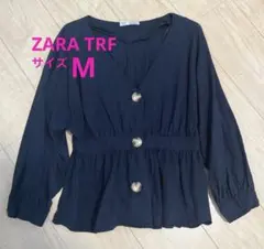 ZARA TRF 七分袖ペプラムノーカラージャケット