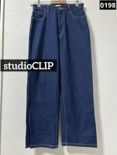0198 studioCLIP セミワイドデニムパンツ ブルー
