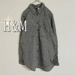 H&M レギュラーカラーギンガムチェック長袖シャツ（SS)黒