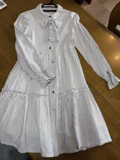 美品mezzo piano juniorストライプ リボン付き ワンピース L