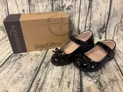 女の子用　ブラック フォーマルシューズ リボン付き　16cm パンプス