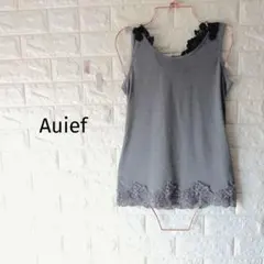 m*o様 300円〜 Auief レース襟タンクトップ M相当 グレー シアーのサムネイル