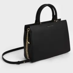 【美品】CHARLES & KEITH クラシック ストラクチャーハンドバッグ