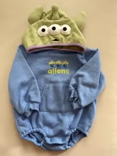 リトルグリーンメン　フード付きロンパース