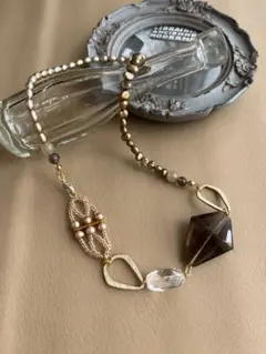 「手作りキット⭐︎スモーキークオーツと水晶のパールコンビネックレス」