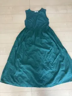 Samansa Mos2 青緑 ノースリーブ ロングワンピース